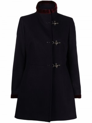 Шерстяное пальто миди с высоким воротником Fay. Цвет: синий