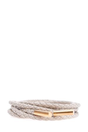 Тонкий пояс из плетенных кожаных шнурков с металлическими деталями AGNONA. Цвет: бежевый