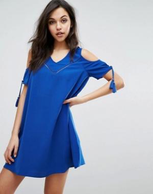 Платье с открытыми плечами Dado Supertrash. Цвет: синий