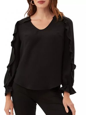 Блузка с длинными рукавами и оборками «Сова» , черный Trina Turk