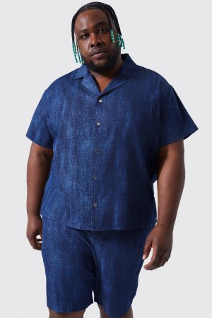 Джинсовая рубашка plus из ткани interest , синий Boohoo