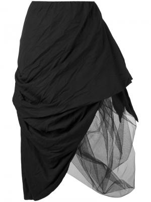 Асимметричная многослойная юбка Nostra Santissima. Цвет: чёрный