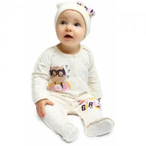 Комбинезон нательный для малыша Babyglory Супергерои швы наружу (футер с начесом) молочный 20-62. Цвет: бежевый/белый