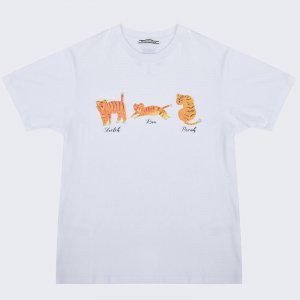 Классическая модная свободная футболка Onitsuka Tiger с короткими рукавами и принтом, топы унисекс, белые 2183A618-101