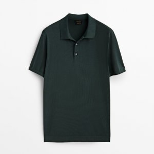 Свитер Short Sleeve Cotton Polo, зеленый Massimo Dutti
