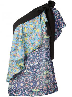 Блузка на одно плечо с оборками Miahatami. Цвет: многоцветный