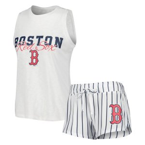 Женский спортивный комплект белого цвета Boston Red Sox Reel в тонкую полоску, майка и шорты для сна Unbranded