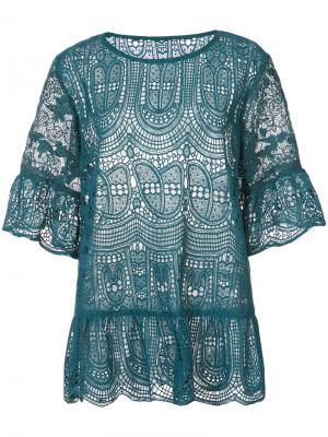 Кружевная блузка Anna Sui. Цвет: синий