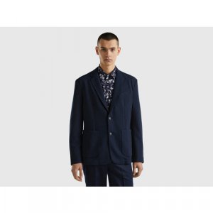 Пиджак, размер 48, синий UNITED COLORS OF BENETTON. Цвет: синий