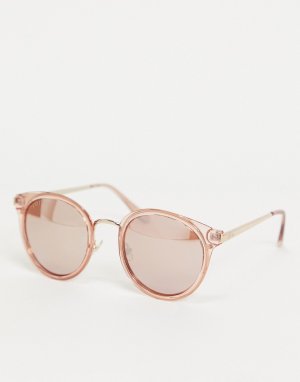 Солнцезащитные очки с круглыми стеклами в прозрачной розовой оправе -Розовый цвет Lipsy