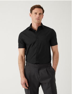 3 шт. приталенные рубашки с короткими рукавами, которые легко гладить , черный Marks & Spencer