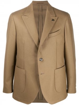 Однобортный пиджак строгого кроя Gabriele Pasini. Цвет: коричневый