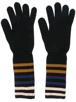 Перчатки с полосатыми манжетами Sonia Rykiel. Цвет: черный