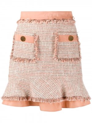 Твидовая юбка мини Elisabetta Franchi. Цвет: розовый