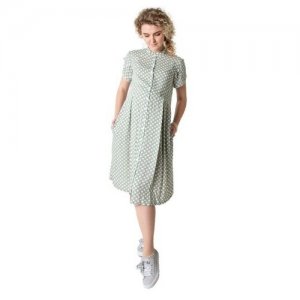 Платье летнее для беременных и кормящих Мамуля красотуля Элла горох на салатовом 48. Цвет: зеленый