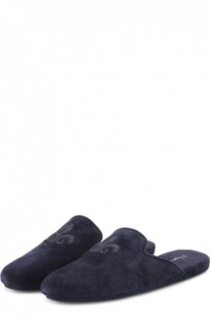 Домашние замшевые туфли с вышивкой Homers At Home. Цвет: темно-синий