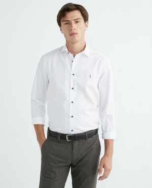 Мужская рубашка из обычного твила , белый Florentino