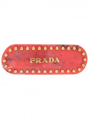 Заколка для волос с логотипом и заклепками Prada. Цвет: розовый