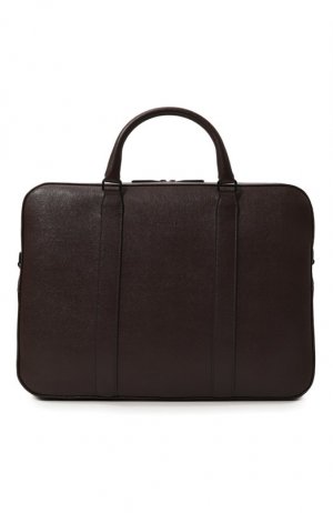 Кожаная сумка для ноутбука Canali. Цвет: коричневый