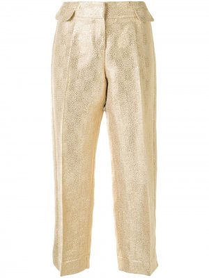 Укороченные брюки с эффектом металлик Christian Dior. Цвет: золотистый