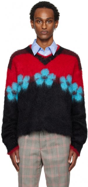 Черный свитер с узором Fuzzy Wuzzy Flowers Marni