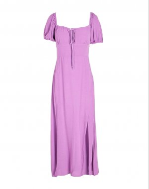 Платье-миди из вискозы с пышными рукавами 8 by YOOX, лиловый Yoox