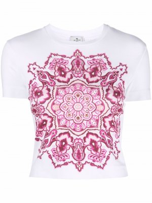 Mandala-print cropped T-shirt ETRO. Цвет: белый