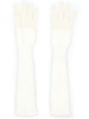 Контрастные перчатки Cruciani. Цвет: белый
