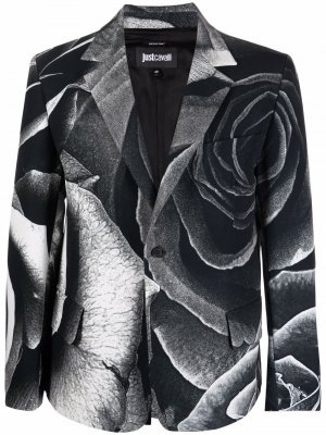 Однобортный пиджак с принтом Just Cavalli. Цвет: черный