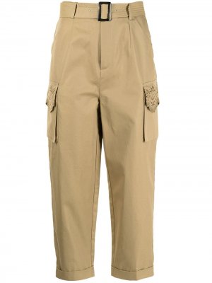 Укороченные брюки с поясом BAPY BY *A BATHING APE®. Цвет: коричневый