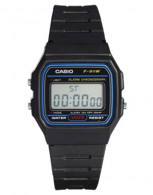 Классические цифровые часы F-91W-1XY-Черный цвет Casio