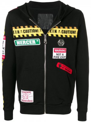 Пуховик caution warning Philipp Plein. Цвет: черный