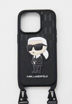 Чехол для iPhone и ремешок Karl Lagerfeld 14 Pro, кросс-боди. Цвет: черный