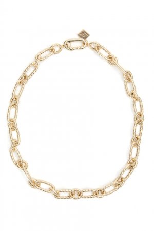 Золотое ожерелье-цепь с текстурированным звеньями Lauren Rubinski. Цвет: золотой