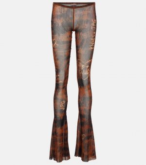 Расклешенные леггинсы из джерси с принтом x-knwls , коричневый Jean Paul Gaultier