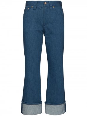 Укороченные расклешенные джинсы с подворотами Chloé. Цвет: синий