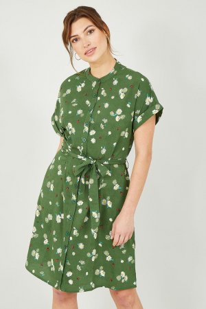 Зеленое платье-рубашка с принтом «Божья коровка» Daisy , зеленый Yumi