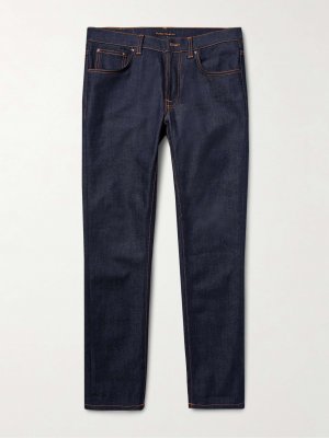 Джинсы Lean Dean Slim-Fit Dry из органического денима NUDIE JEANS, темный деним Jeans