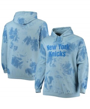 Мужская фирменная синяя толстовка с капюшоном new york knicks big and tall wordmark cloud dye pullover , синий Fanatics