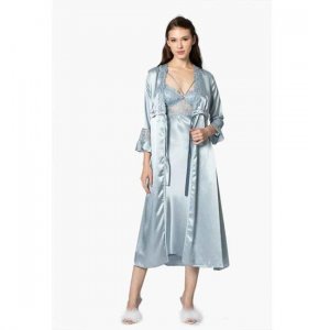 Длинная шелковая атласная ночная рубашка , халат, пижамный комплект, комплект шорт, 6 шт., с приданым, 6025 Pierre Cardin
