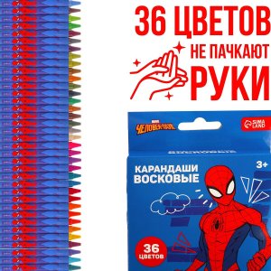 Восковые карандаши человек-паук, набор 36 цветов MARVEL
