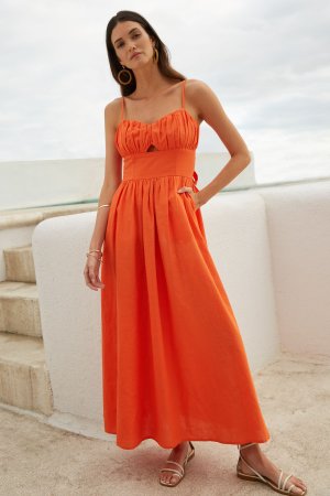 Мини-платье с пышными рукавами , оранжевый Lipsy