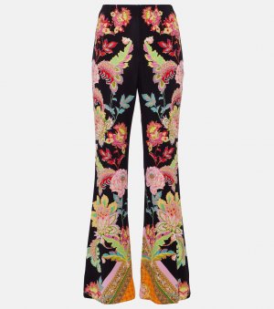 Расклешенные брюки из джерси с высокой посадкой и цветочным принтом, мультиколор CAMILLA