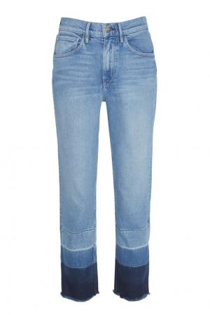 Укороченные джинсы с цветными вставками 3х1. Цвет: голубой