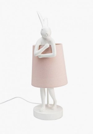 Светильник настольный KARE Design Rabbit, коллекция Кролик 17*50*20, Полирезин, Сталь, Лен, Белый, Розовый. Цвет: белый