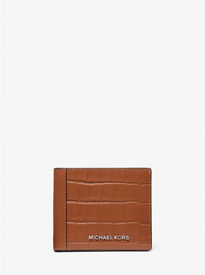 Бумажник Hudson из кожи с тиснением под крокодила , коричневый Michael Kors Mens