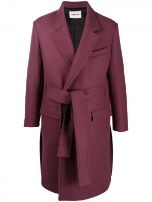 Двубортное пальто с поясом AMBUSH. Цвет: красный