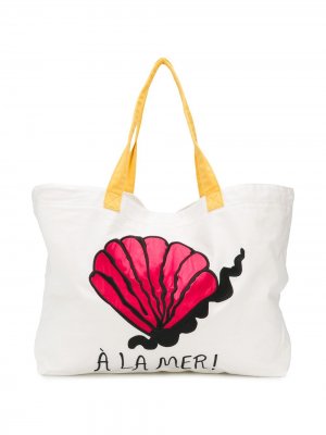 Пляжная сумка-тоут À La Mer Mini Rodini. Цвет: белый