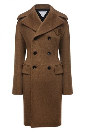 Двубортное пальто Bottega Veneta. Цвет: коричневый