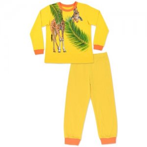 Пижама 107-М(88) Жираф тропики для девочки, цвет жёлтый, размер 122-128 MF. Цвет: желтый